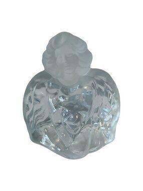 Clear Frosted Glass Angel Figurine Praying Cherub Floral Robe 4 In